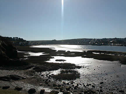 Into the Sun - The ancient Bideford Long Bridge on the Horizon - Photo by B.D. Adams