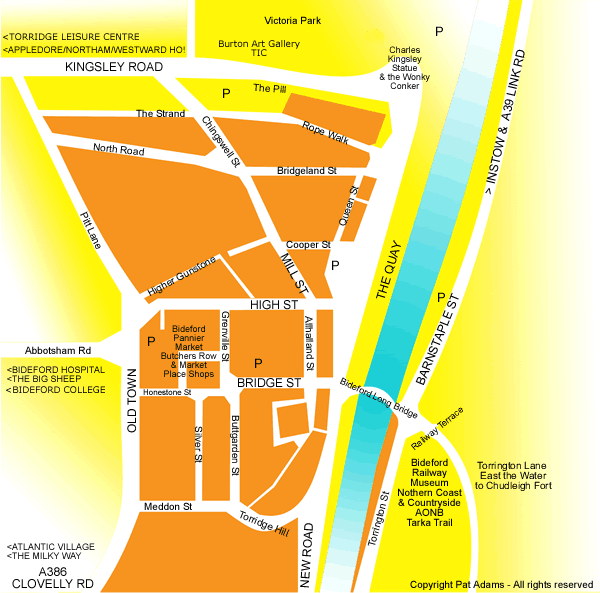 Bideford Illustrated Map - Copyright Pat Adams